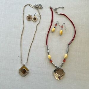 Necklace Bundle.  Two necklaces and matching pierced earrings.
